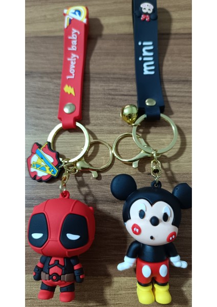 Sevimli Karakter Anahtarlık – Deadpool & Mickey Mouse Figürlü Çanta ve Araba Anahtarlığı