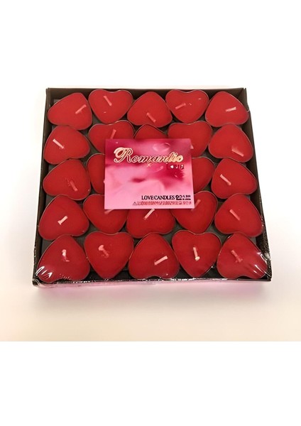 50'li Kalp Kırmızı Tealight Mum