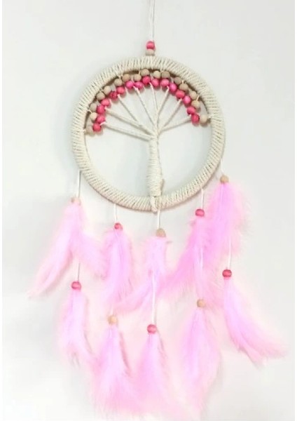 Pembe Kuş Tüylü Hayat Ağacı Düş Kapanı Dream Catcher Duvar Süsü fiyatları