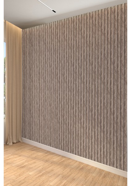Modern Kahve Tonları Dikey Panel Efektli Tekstil Duvar Kağıdı