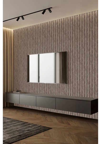 Modern Kahve Tonları Dikey Panel Efektli Tekstil Duvar Kağıdı fiyatları