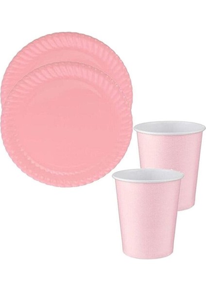 Açık Pembe Tabak-Bardak Set