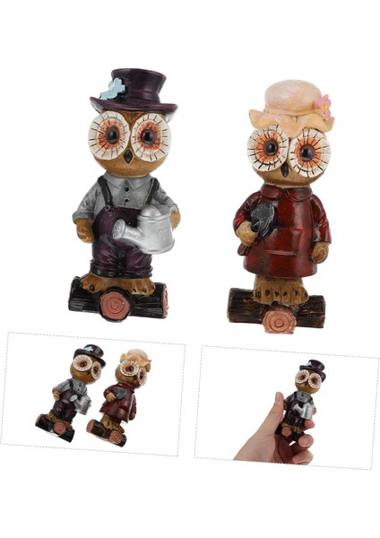 Lüks Işlemeli Canlı Renkli Polyester 2li Çiftçi Baykuş Biblo Seti Yeni Yıl Hediyesi Sevgiliye Hediye fırsatları
