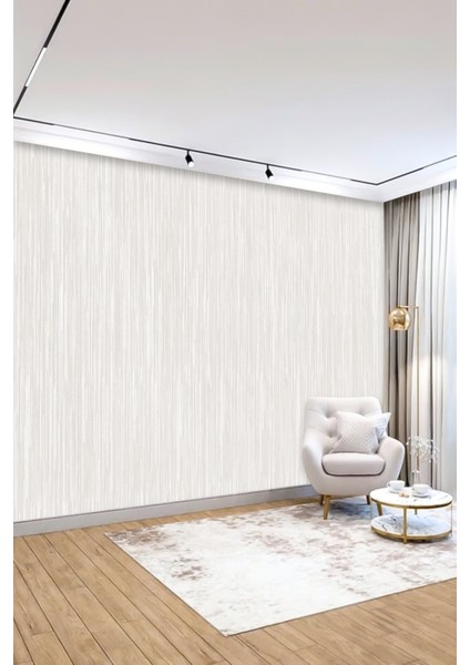 Beyaz Çizgili Minimalist Modern Duvar Kağıdı