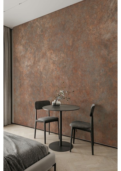 Rustik Endüstriyel Bakır Desenli Tek Parça Tekstil Duvar Kağıdı