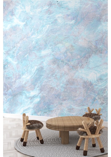 Aqua Blue Lüks Mermer Efektli Tek Parça Duvar Kağıdı fiyatları