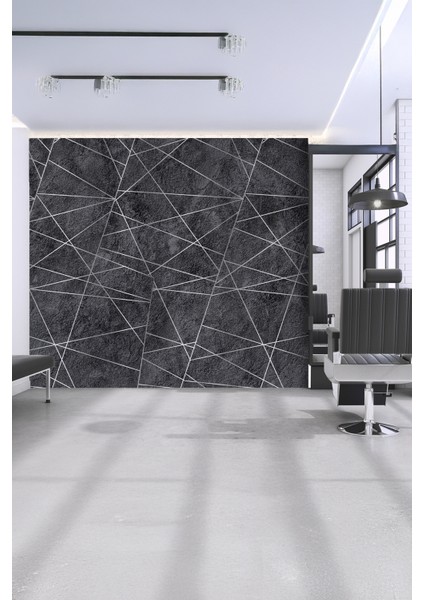 Geometrik Çizgili Siyah Beton Efektli Tekstil Duvar Kağıdı fiyatları