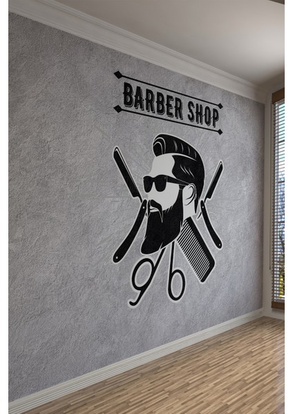 Barber Shop Minimal Gri Beton Desenli Tekstil Duvar Kağıdı modelleri