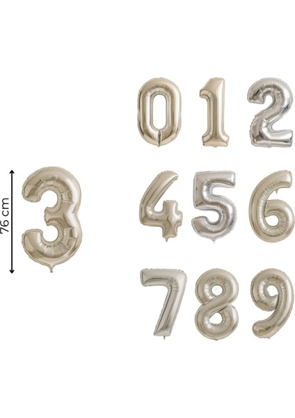 76 cm Gümüş Rakam Folyo Balon 34 Inç fiyatları