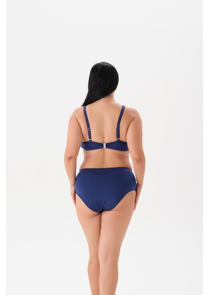 Büyük Beden Balensiz Toparlayıcı Lacivert Taşlı Bikini Takım modelleri