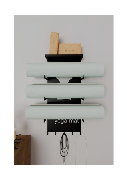 Yoga Matı Duvar Askılığı Metal Raflı Askılık Spor ve Pilates Matı Duvar Organizeri Yoga Ekipmanı 65x35.5 fiyatları