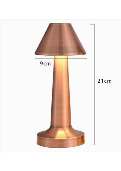 Çatı Model Bronz Renk Şarjlı Dokunmatik 3 Renkli LED Masa Lambası fırsatları