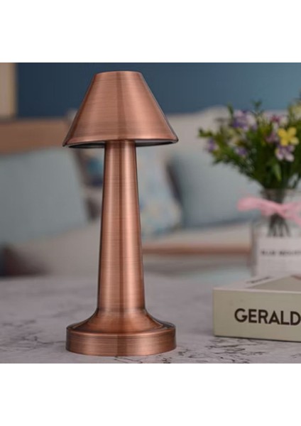 Çatı Model Bronz Renk Şarjlı Dokunmatik 3 Renkli LED Masa Lambası indirimleri