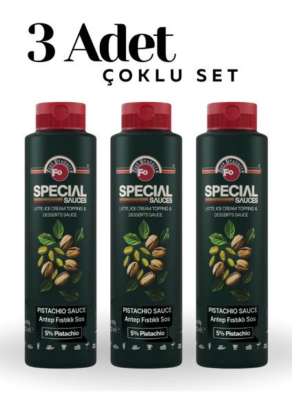 Antep Fıstıklı (Pistachio) Sos %5 Antep Fıstıklı Topping Sos x 3 Adet