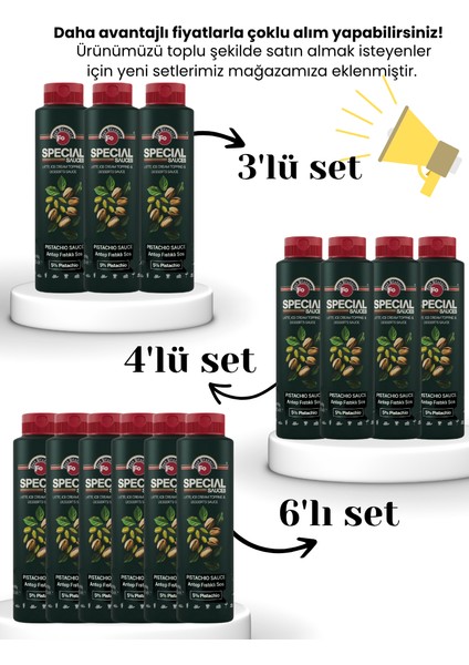 Antep Fıstıklı (Pistachio) Sos %5 Antep Fıstıklı Topping Sos x 3 Adet fırsatları