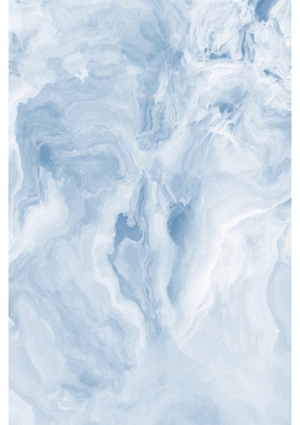 Bulut Efektli Soyut Mermer Görünümlü Mavi Tonlu Tekstil Duvar Kağıdı modelleri