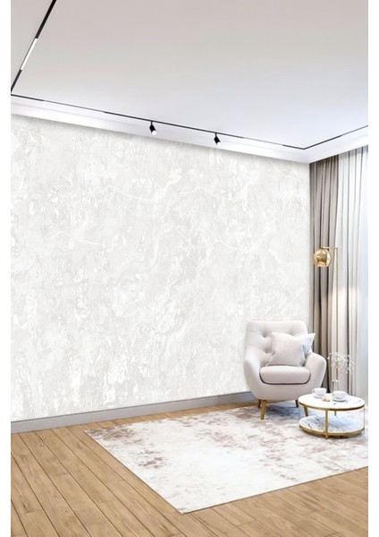 Modern Açık Beton Görünümlü Beyaz Tekstil Duvar Kağıdı
