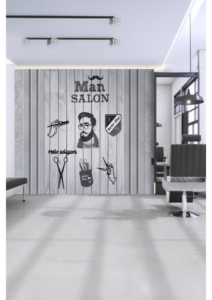 Man Salon Barber Shop Tekstil Duvar Kağıdı modelleri