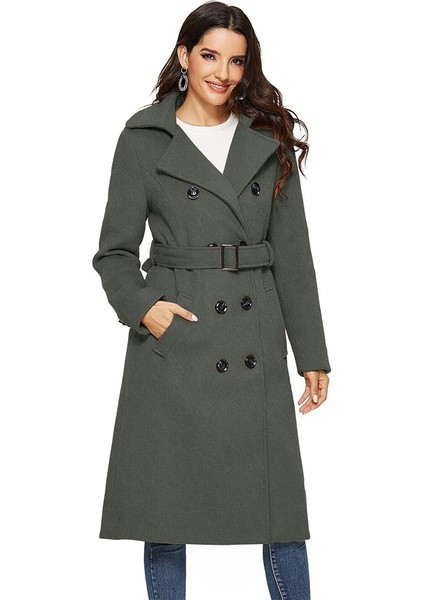 Kemer Detaylı Aksesuarlı Kaşe Kaban