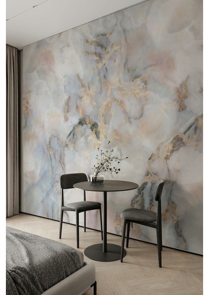 Oniks Mermer Desenli Lüks Tekstil Duvar Kağıdı