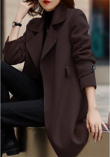 Kaşe Kadın Şık Yaka Kaban ve Kemer indirimleri