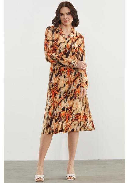 77421 Sementa Yaprak Desenli Renkli Gömlek Elbise fırsatları