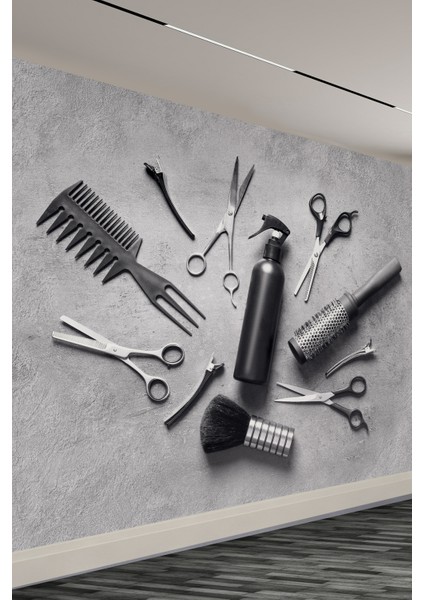 Berber ve Kuaför Temalı Tekstil Duvar Kağıdı modelleri