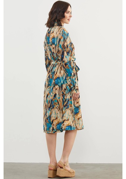 77421 Sementa Yaprak Desenli Renkli Gömlek Elbise fırsatları