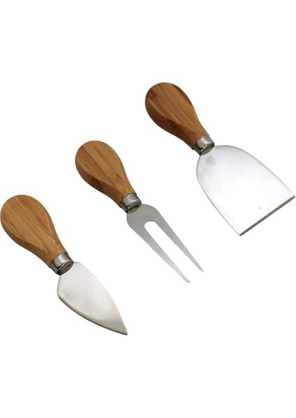 Doğal Bambu 4 Lü Peynir Sunum Seti Ahşap Sunum Tahtası, Paslanmaz Çelik Çatal, Bıçak, Spatula modelleri