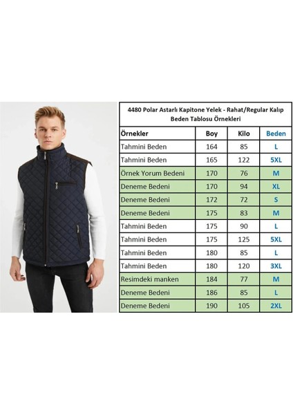 Erkek Lacivert Polar Astarlı Rahat Kalıp Kapitone Yelek 4480