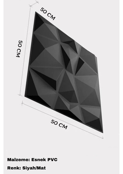 50CM x 50CM 1 Adet 3D Abs Malzeme Pvc Dayanıklı Duvar Paneli Silinebilir Geometrik Model Panel fiyatları