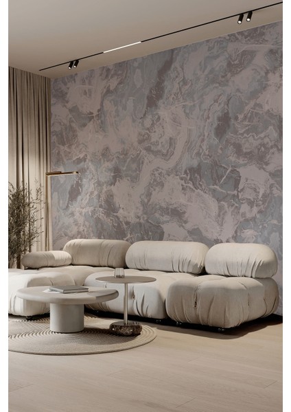 Pastel Tonlarda Mermer Görünümlü Tekstil Duvar Kağıdı