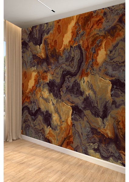 Luxury Marble Effect Koyu Kahve & Altın Dekoratif Duvar Kağıdı fiyatları