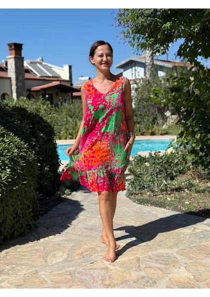 MLN16171 Viskon Alanya Elbise