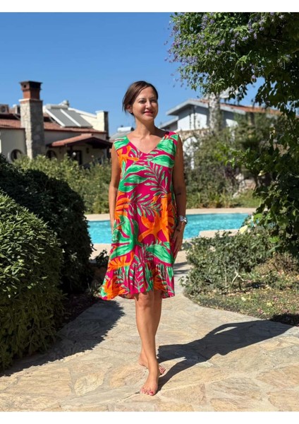 MLN16171 Viskon Alanya Elbise