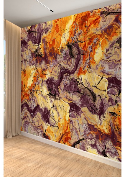 Turuncu Mor Soyut Taş Dokulu Modern Duvar Kağıdı fiyatları