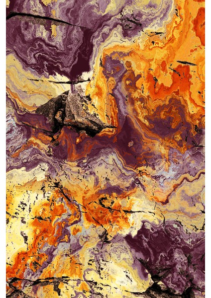 Turuncu Mor Soyut Taş Dokulu Modern Duvar Kağıdı modelleri