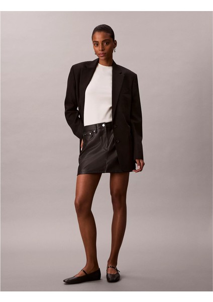 Ck LV044D622G Faux Leather 5pkt Mını Kadın Etek