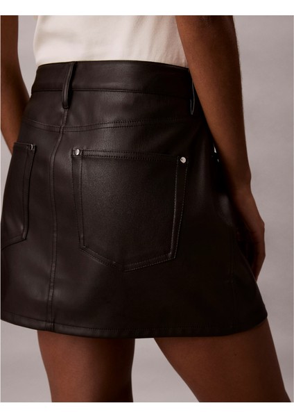 Ck LV044D622G Faux Leather 5pkt Mını Kadın Etek indirimleri