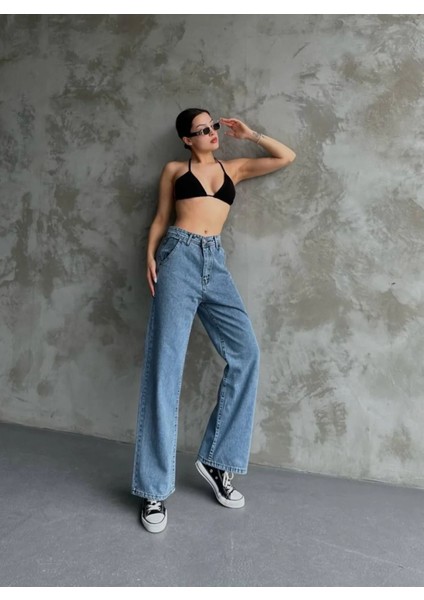 Kadın Palazzo Jeans Pantolon - Mavi fırsatları