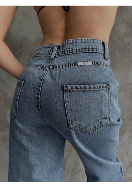 Kadın Palazzo Jeans Pantolon - Mavi