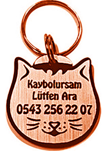 Kedi Şeklinde Ahşap Özel Kedi Künyesi Anahtarlık