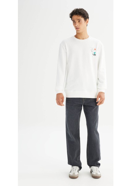 Regular Fit Baskılı Beyaz Erkek Sweatshirt L2520361102 fiyatları