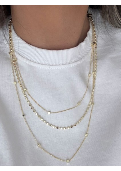 Ezme ve Küp Topçuk 3 Sıralı Kolye