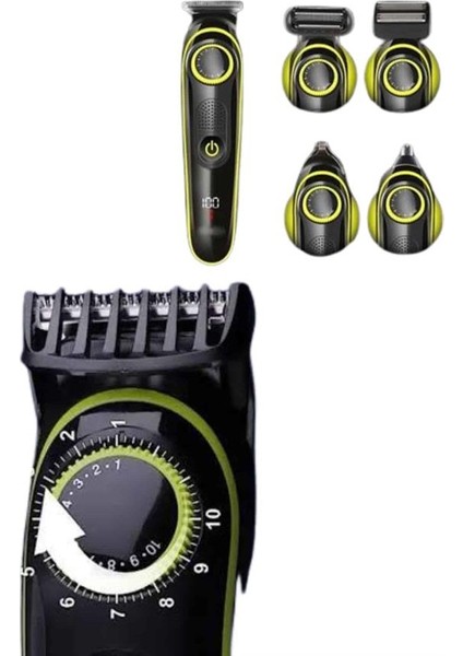 Bestonly 5 Başlıklı Şarjlı Tıraş Makinesi LED Ekran Saç Sakal Ense Tıraşına Uygun Bakım Seti fırsatları