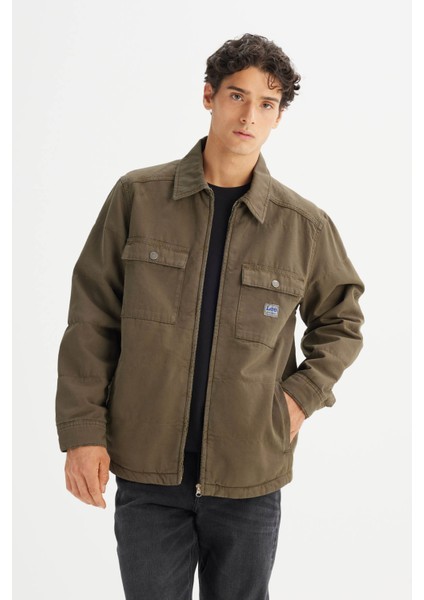 %100 Pamuk Regular Fit Workwear Haki Erkek Ceket LD542302900