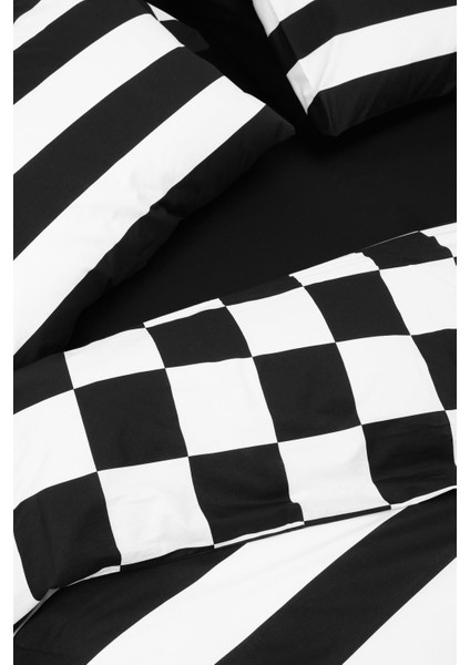 Mono Çift Kişilik Lastikli Çarşaflı Nevresim Takımı Code Siyah fırsatları