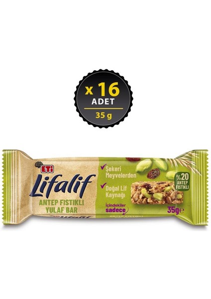 Lifalif Antep Fıstıklı Yulaf Bar 35 G x 16 Adet