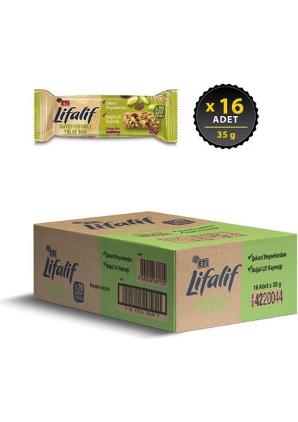 Lifalif Antep Fıstıklı Yulaf Bar 35 G x 16 Adet fiyatları