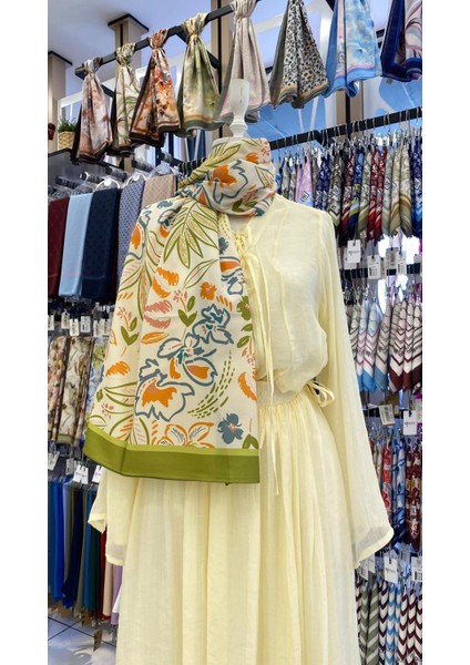 Botanik Desen Şal Yeşil